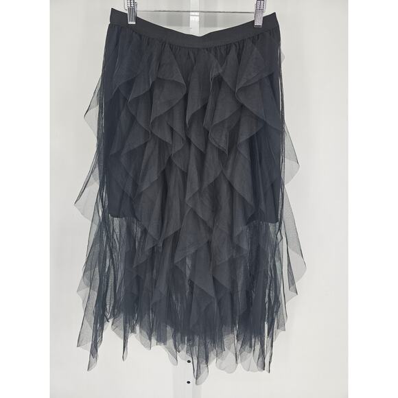 Very J Womens Sz L Maxi Length Layered Tulle Black Waterfall Skirt NEW - Picture 1 of 6